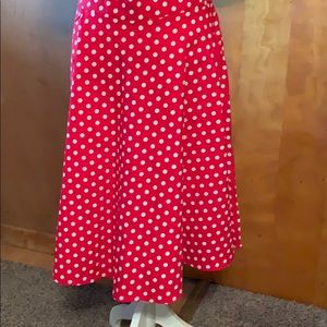 Red and White polka dot flare skirt